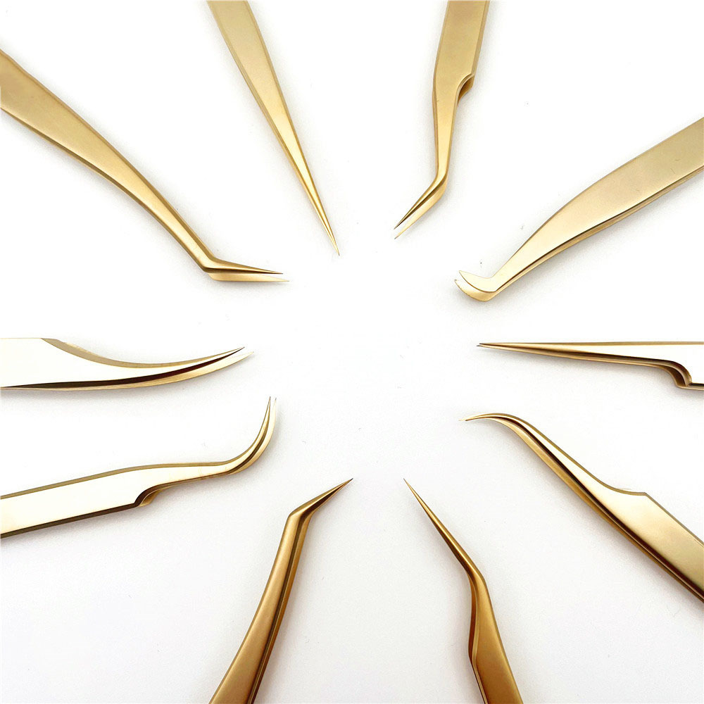 High Quality Custom Logo Stainless Steel Gold Eyelash Extension Applicator Tweezers Set Custom Logo - view 4