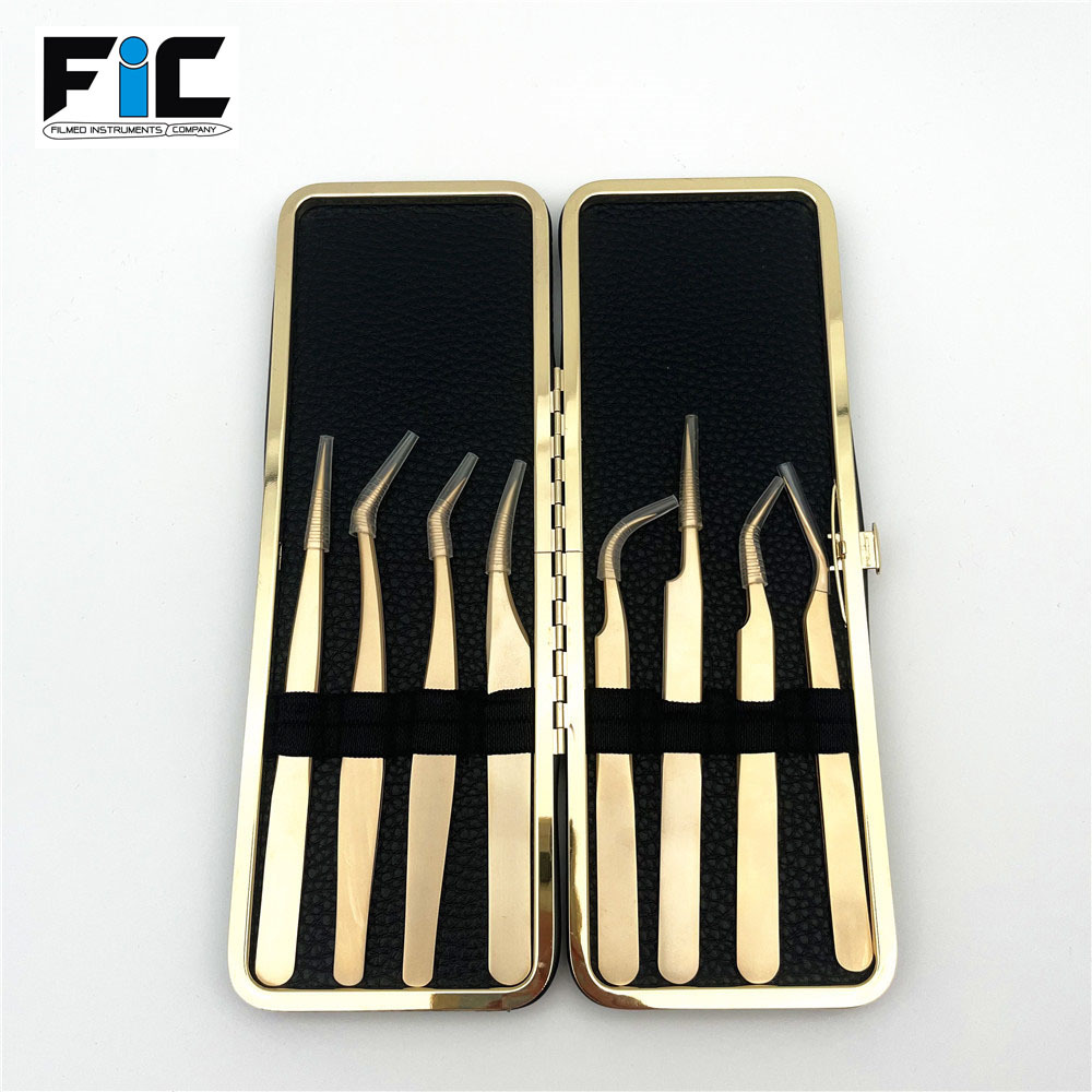 High Quality Custom Logo Stainless Steel Gold Eyelash Extension Applicator Tweezers Set Custom Logo - view 5