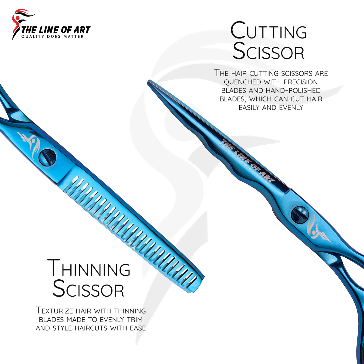 Blue Cutting Hair Dresser / Barber Scissors Kit (2PC) - view 10