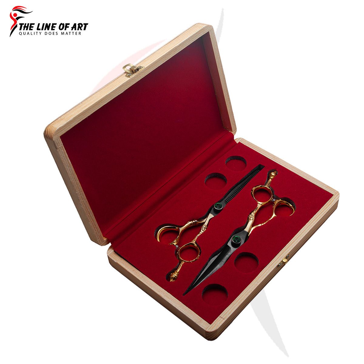 Premium Titanium Black With Gold And Dragon Handle Cutting Hair Dresser / Barber Scissors Kit (2PC)