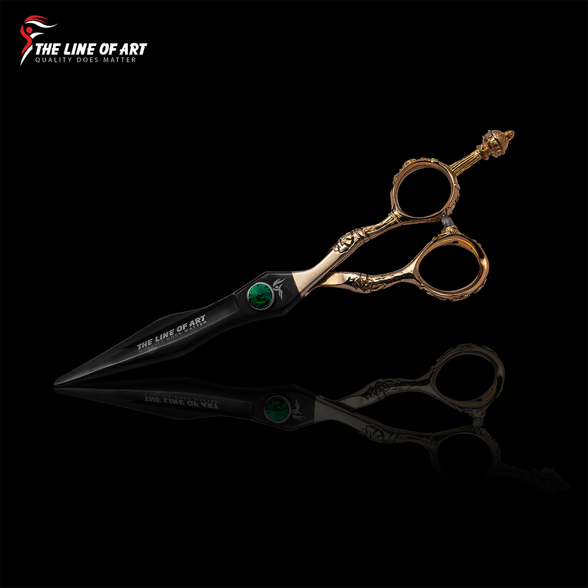 Premium Titanium Black With Gold And Dragon Handle Cutting Hair Dresser / Barber Scissors Kit (2PC) - view 6