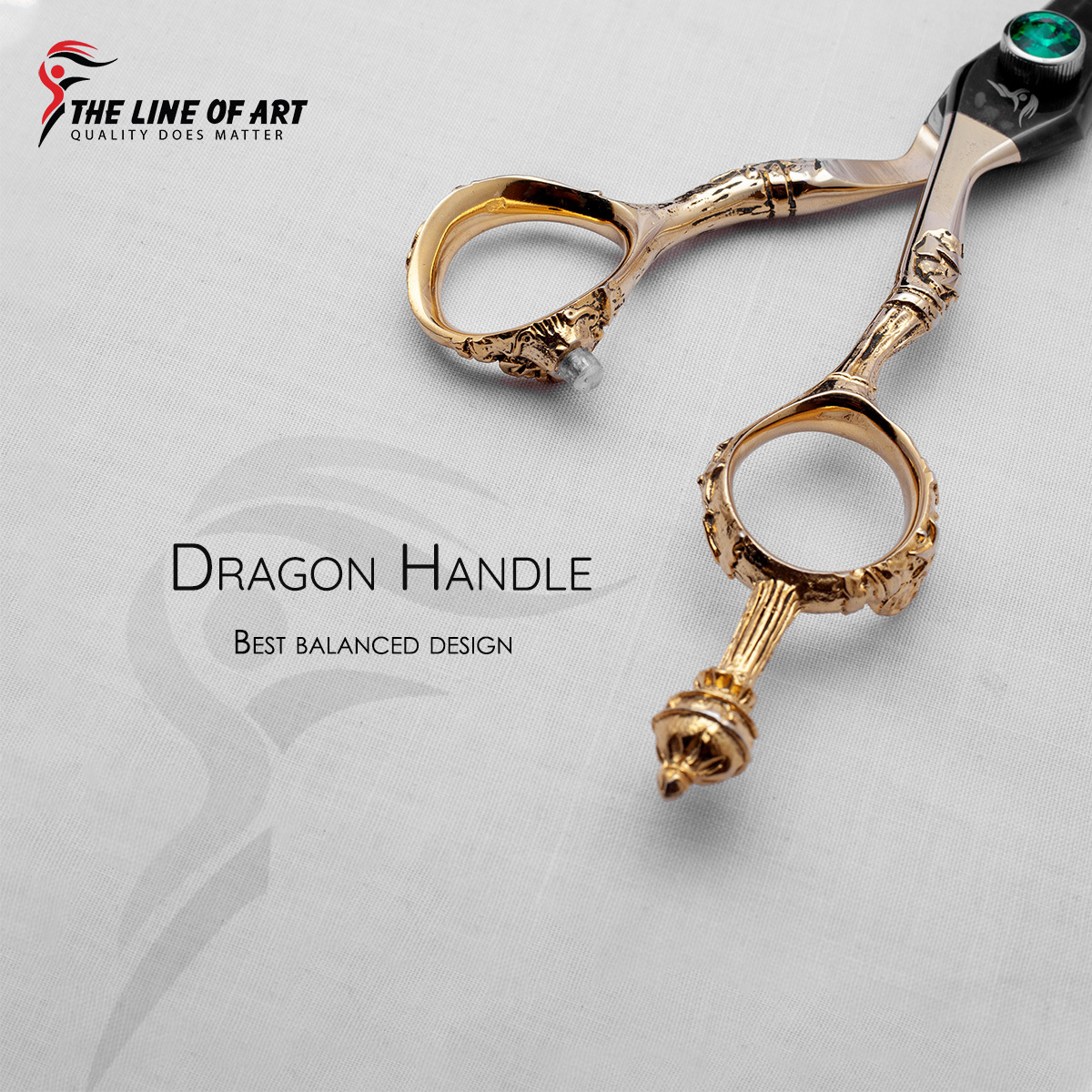 Premium Titanium Black With Gold And Dragon Handle Cutting Hair Dresser / Barber Scissors Kit (2PC) - view 18