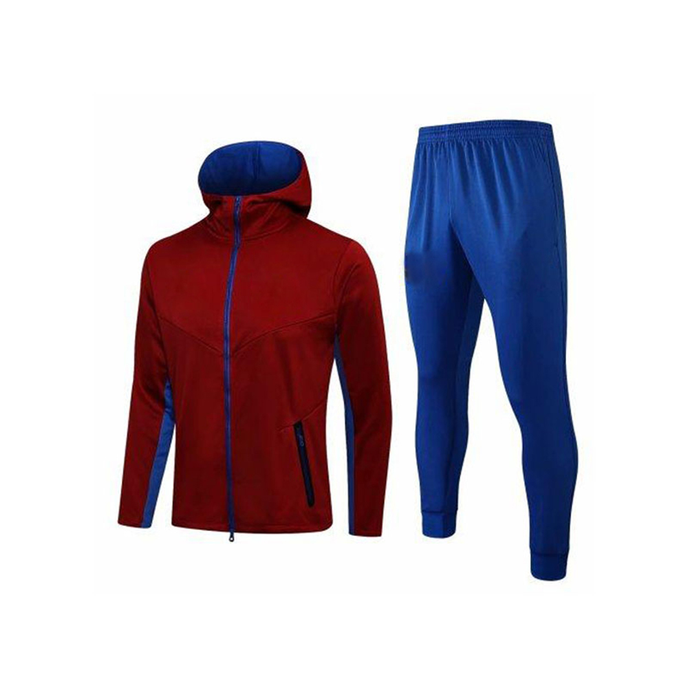 Mens Barcelona Hoodie Jacket + Pants Training Suit Red  - view 6