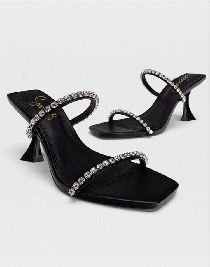 High Heels Fashionable Stilleto Black Leather Shoes