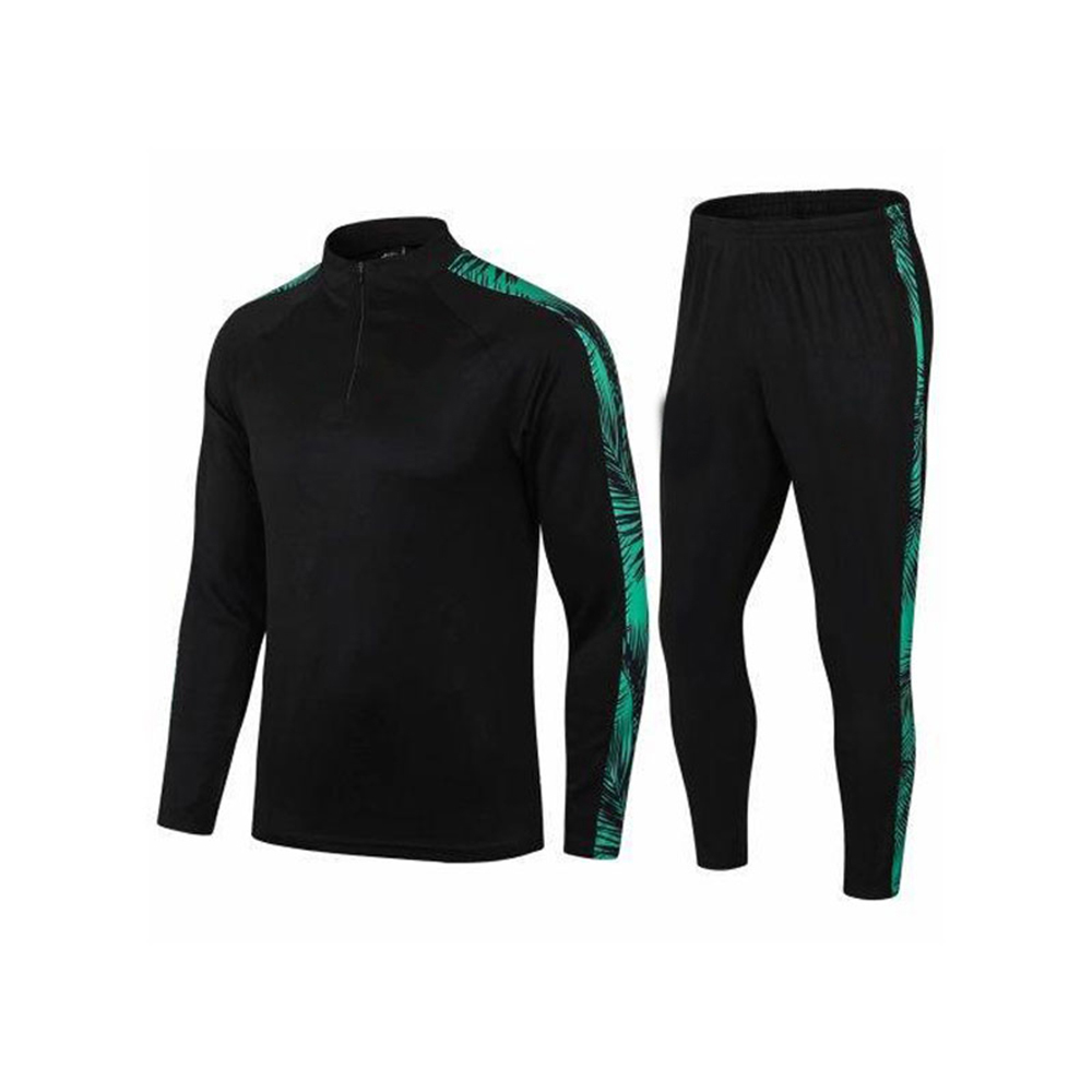 Mens Barcelona Training Suit Black - Green - view 5