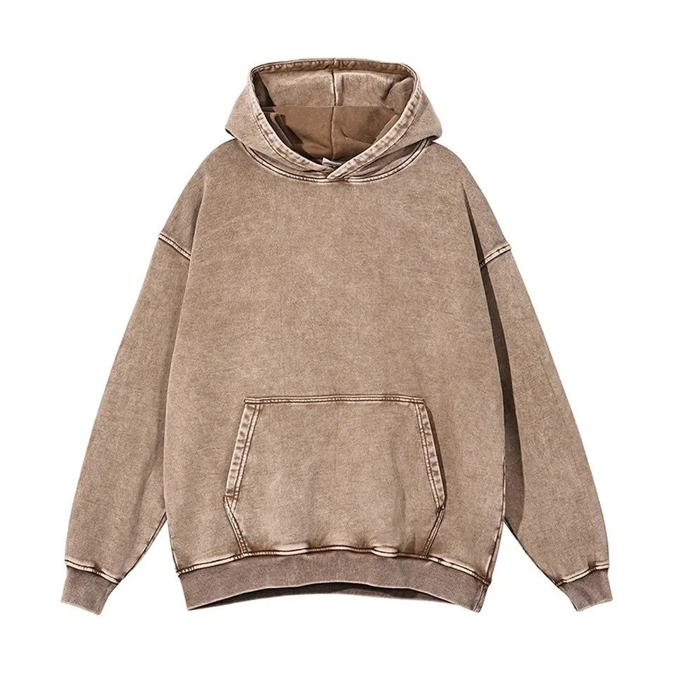 Customized Fleece Fabric Pullover Digital Printing or Embroidery Logo Acid Washed Hoodies For Men - view 6