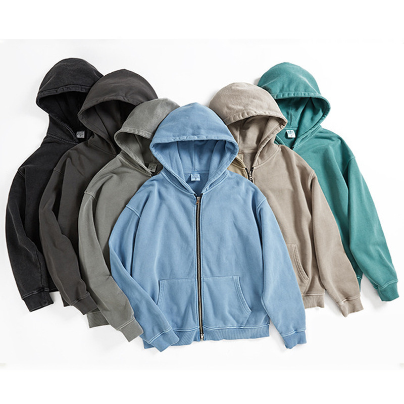 Customized Fleece Fabric Pullover Digital Printing or Embroidery Logo Acid Washed Hoodies For Men - view 9