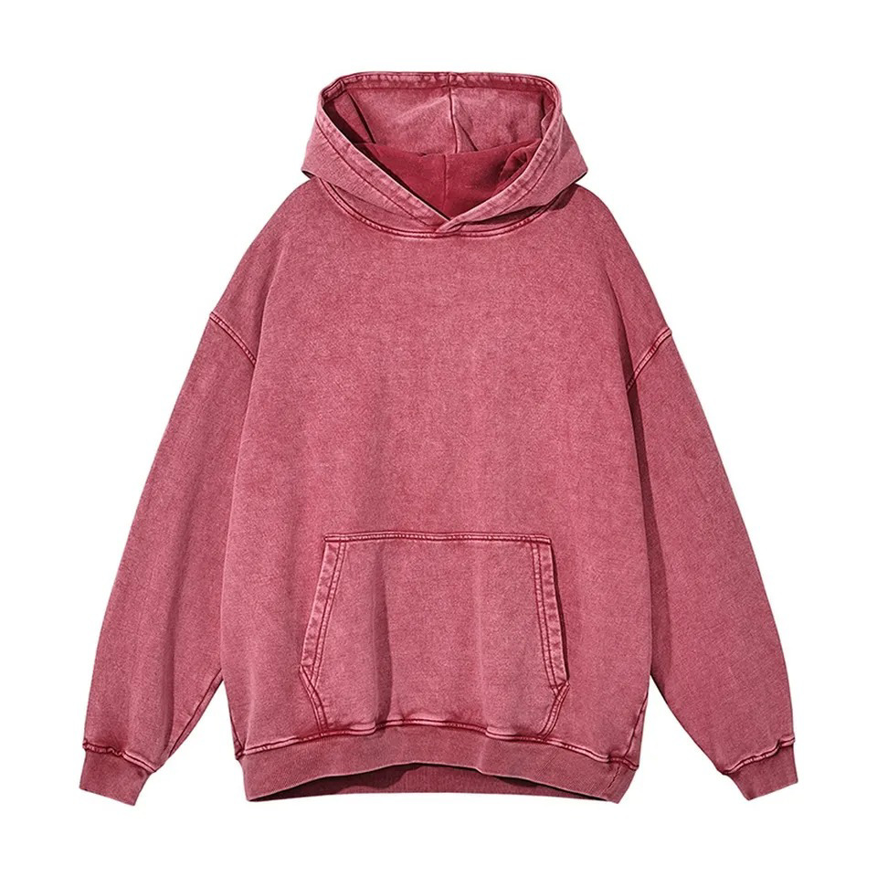 Customized Fleece Fabric Pullover Digital Printing or Embroidery Logo Acid Washed Hoodies For Men - view 11