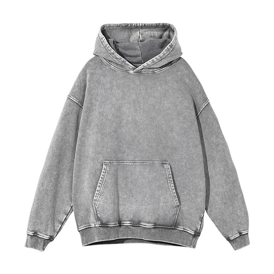 Customized Fleece Fabric Pullover Digital Printing or Embroidery Logo Acid Washed Hoodies For Men - view 12
