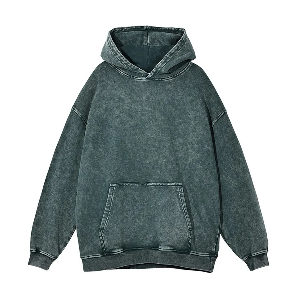 Customized Fleece Fabric Pullover Digital Printing or Embroidery Logo Acid Washed Hoodies For Men - view 16