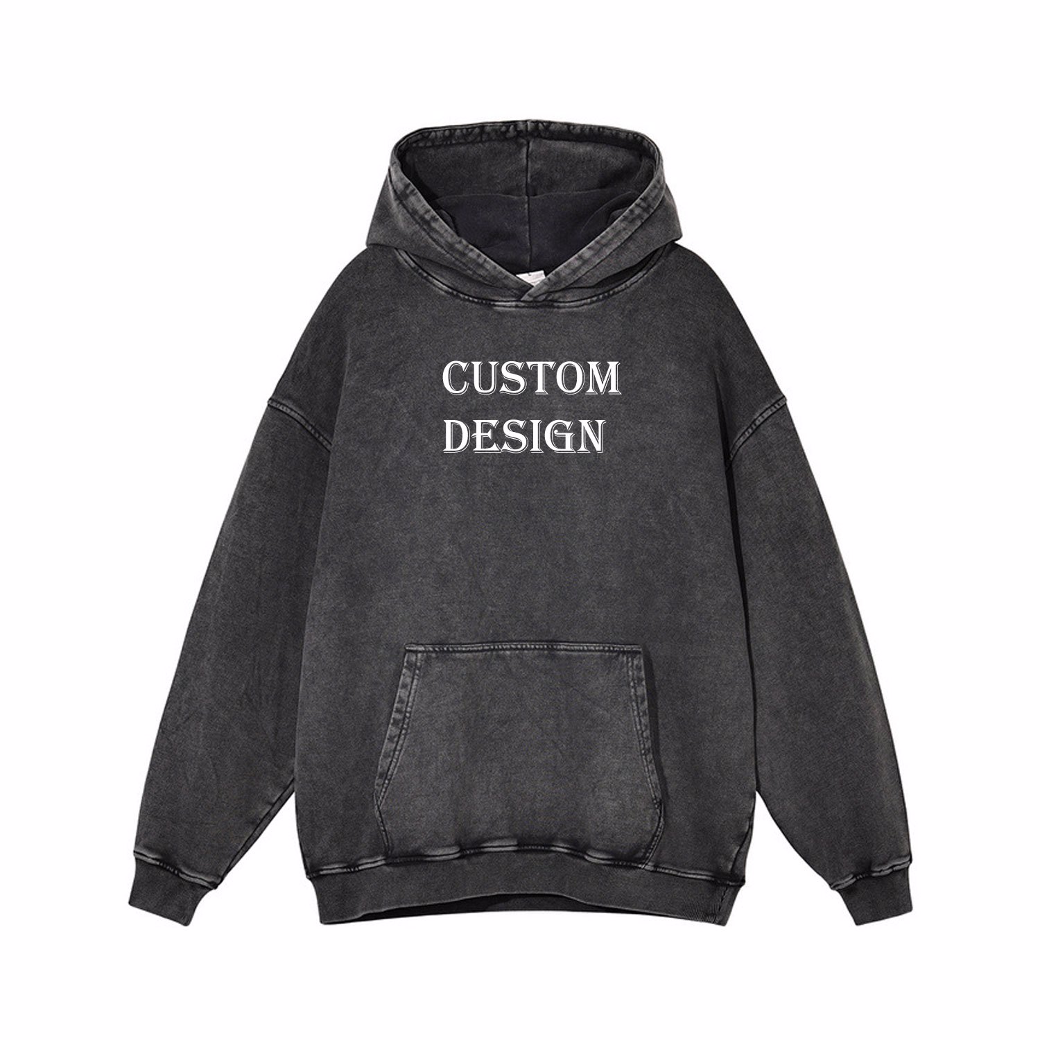 Customized Fleece Fabric Pullover Digital Printing or Embroidery Logo Acid Washed Hoodies For Men - view 19