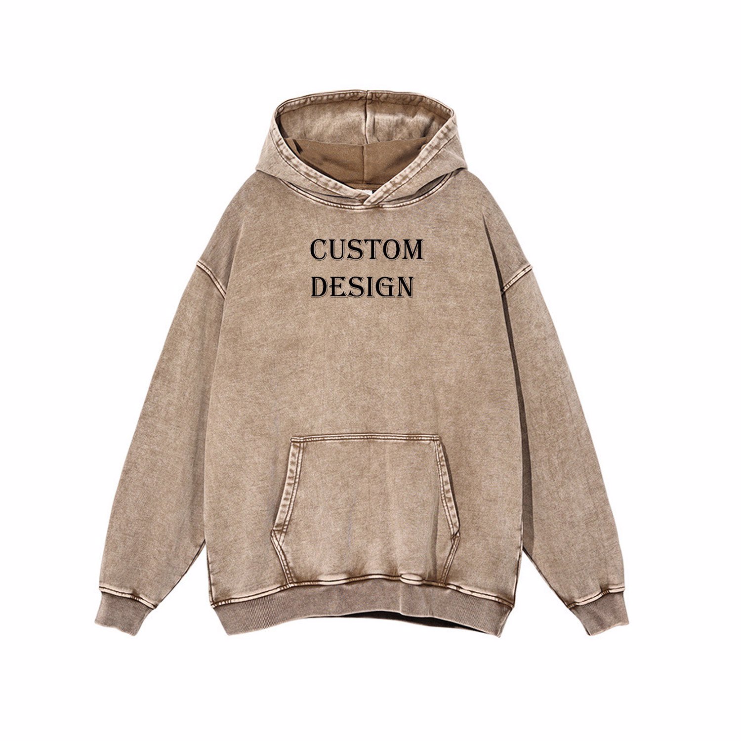 Customized Fleece Fabric Pullover Digital Printing or Embroidery Logo Acid Washed Hoodies For Men - view 20
