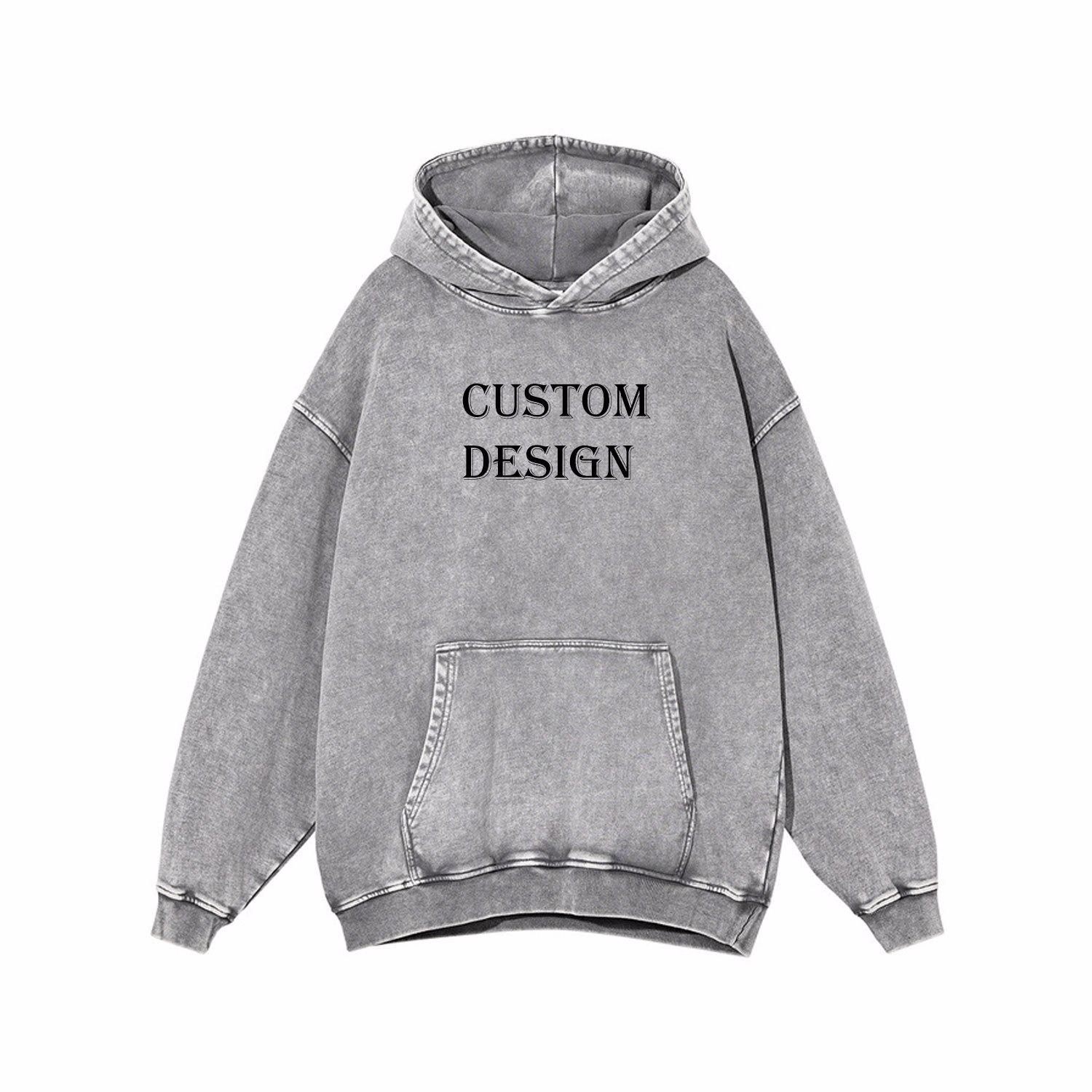 Customized Fleece Fabric Pullover Digital Printing or Embroidery Logo Acid Washed Hoodies For Men - view 28