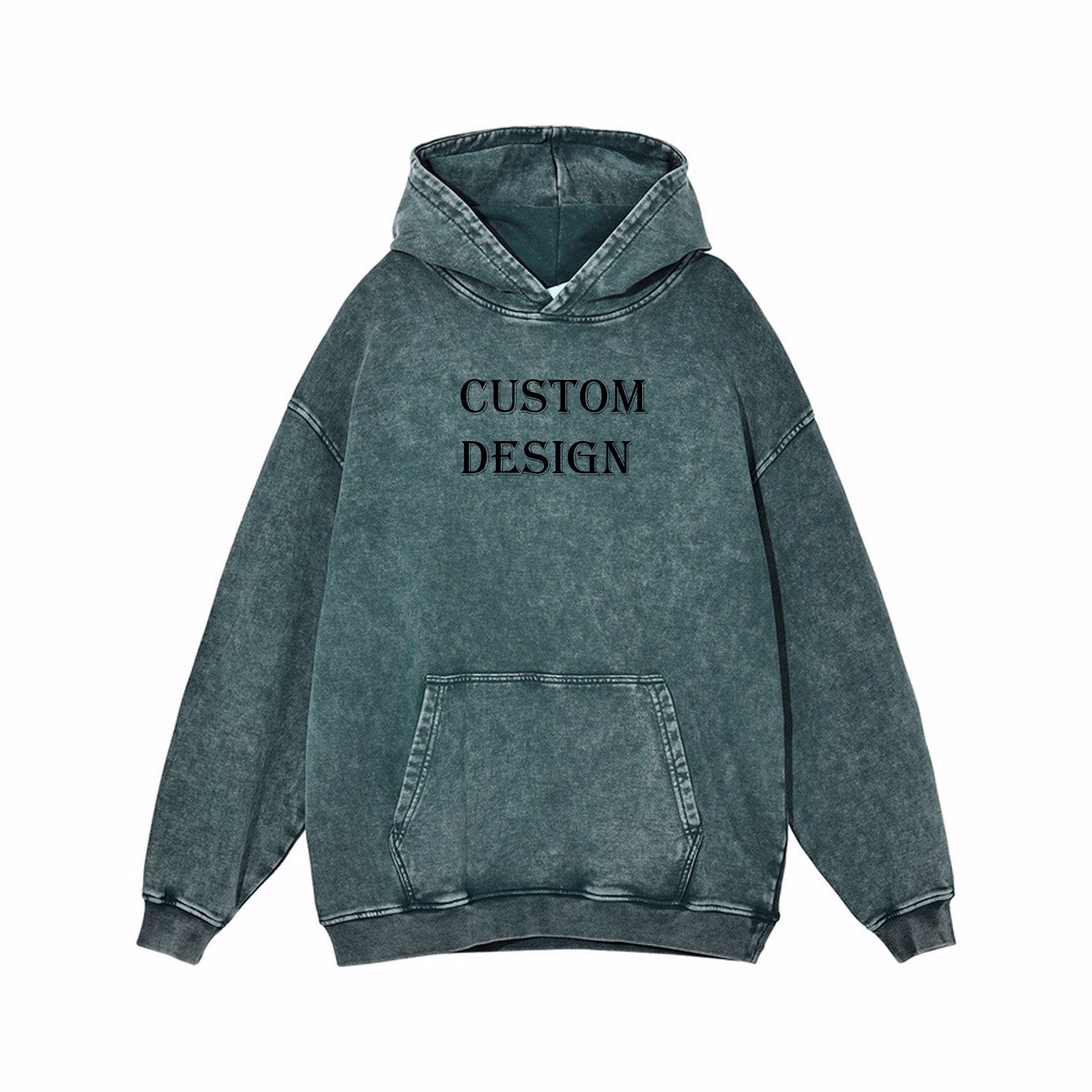Customized Fleece Fabric Pullover Digital Printing or Embroidery Logo Acid Washed Hoodies For Men - view 29