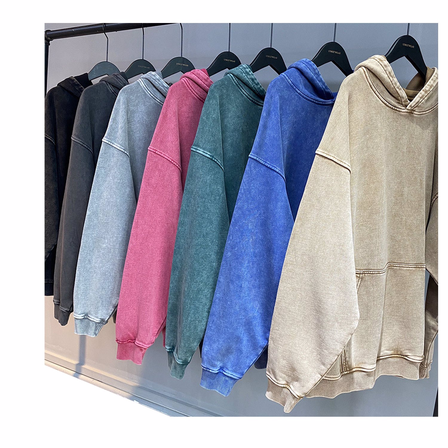 Customized Fleece Fabric Pullover Digital Printing or Embroidery Logo Acid Washed Hoodies For Men - view 32