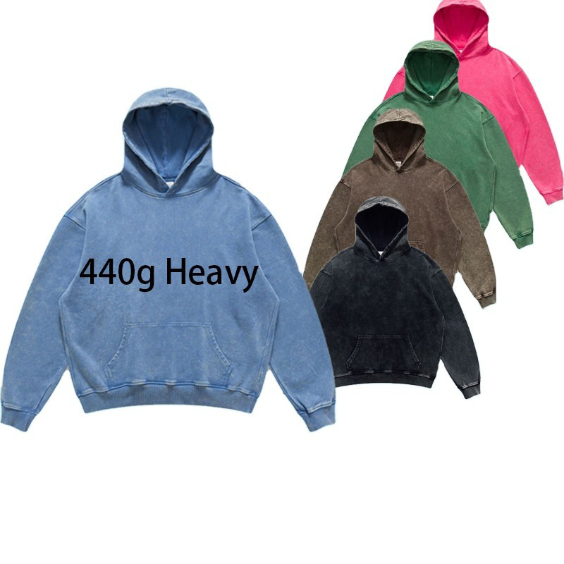 Customized Fleece Fabric Pullover Digital Printing or Embroidery Logo Acid Washed Hoodies For Men - view 33