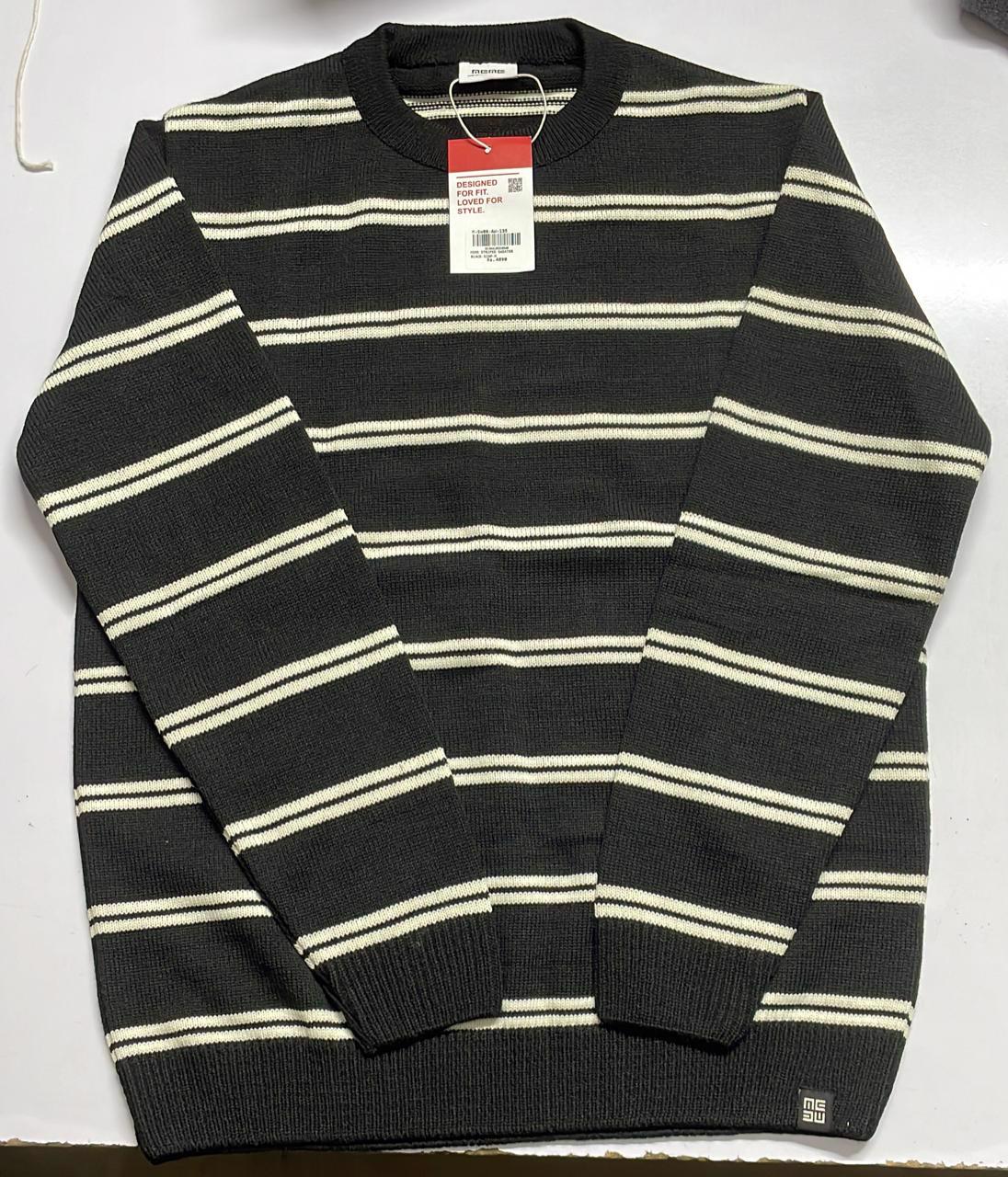 Men Full Sleeve Acrylic Stripe Sweater / Jumpers, Sizes: Small - X-Large - view 3