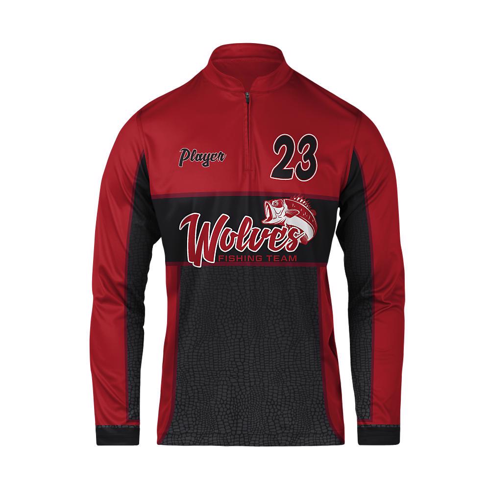 Custom Long Sleeve Cadet Zip Fishing Jersey Wolves - view 3