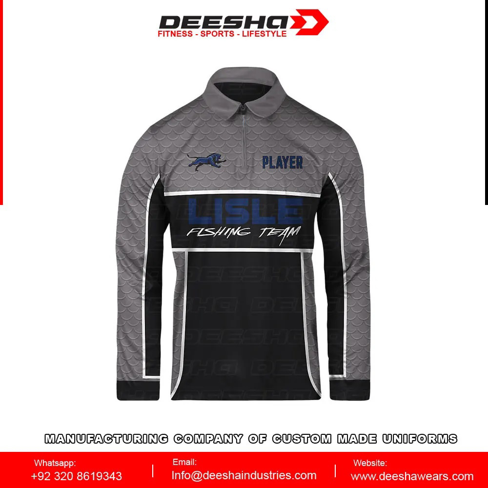 Custom Men Long Sleeve Polo Zip Fishing Jersey Wolves