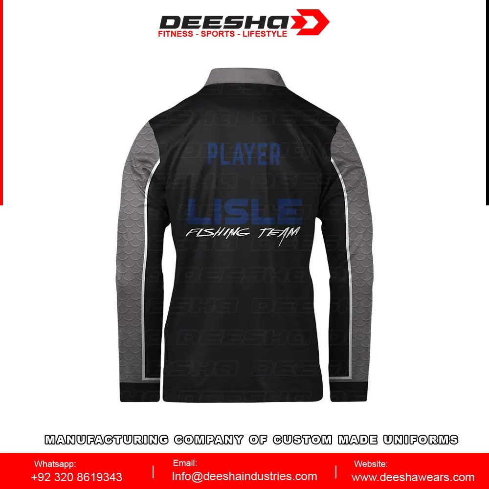Custom Men Long Sleeve Polo Zip Fishing Jersey Wolves - view 2