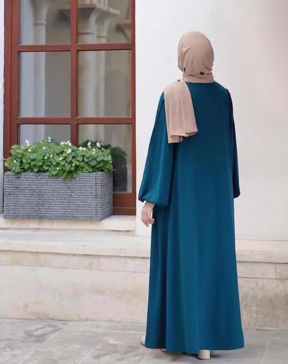 Arabic Long Sleeve Ladies Islamic Clothing Women Modest Solid Color Muslim 1 Piece Abaya For Women's - view 5