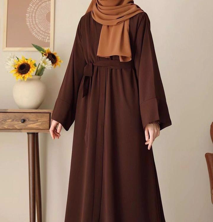 Arabic Long Sleeve Ladies Islamic Clothing Women Modest Solid Color Muslim 1 Piece Abaya For Women's - view 10