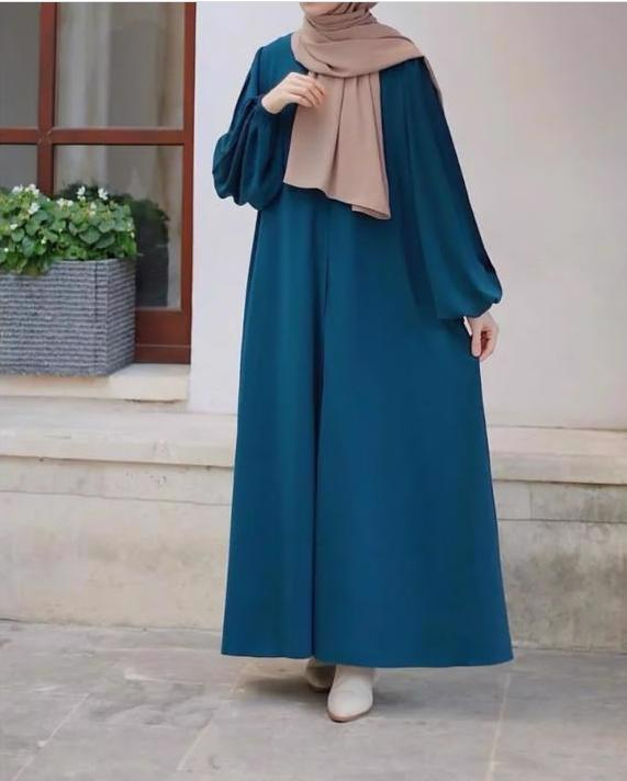 Arabic Long Sleeve Ladies Islamic Clothing Women Modest Solid Color Muslim 1 Piece Abaya For Women's - view 11