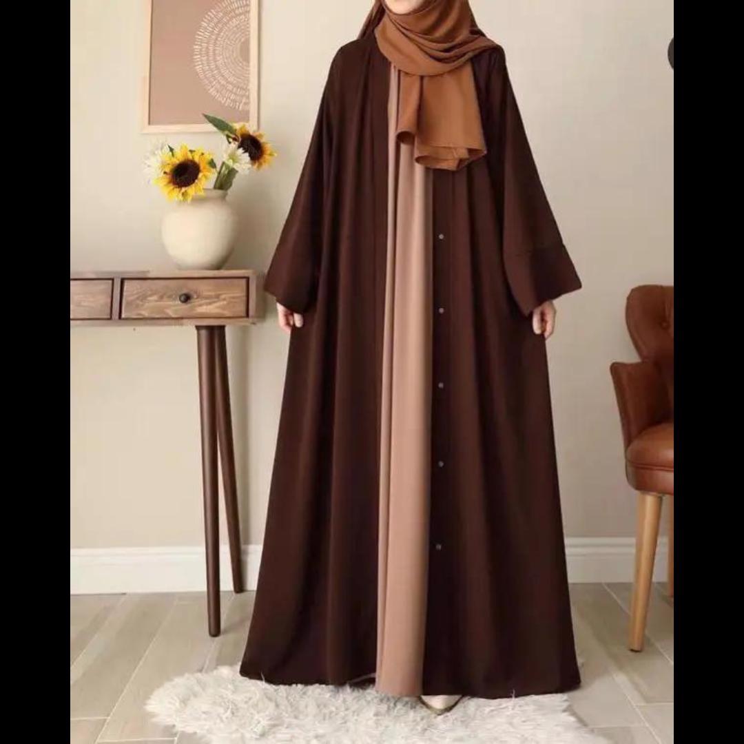 Arabic Long Sleeve Ladies Islamic Clothing Women Modest Solid Color Muslim 1 Piece Abaya For Women's - view 16