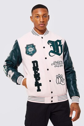 Custom Chenille Lettermen Embroidery Patches Custom Logo College Leather Sleeve Wool Varsity Jackets - view 3