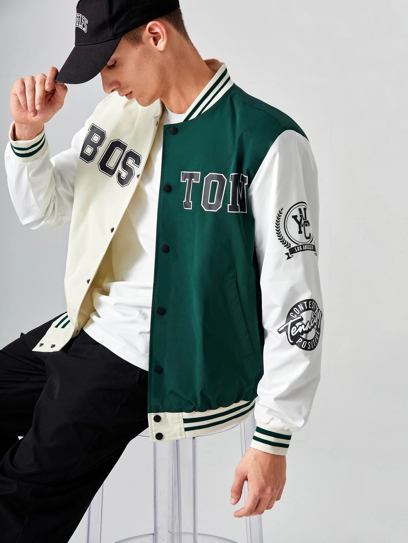 Custom Chenille Lettermen Embroidery Patches Custom Logo College Leather Sleeve Wool Varsity Jackets - view 5