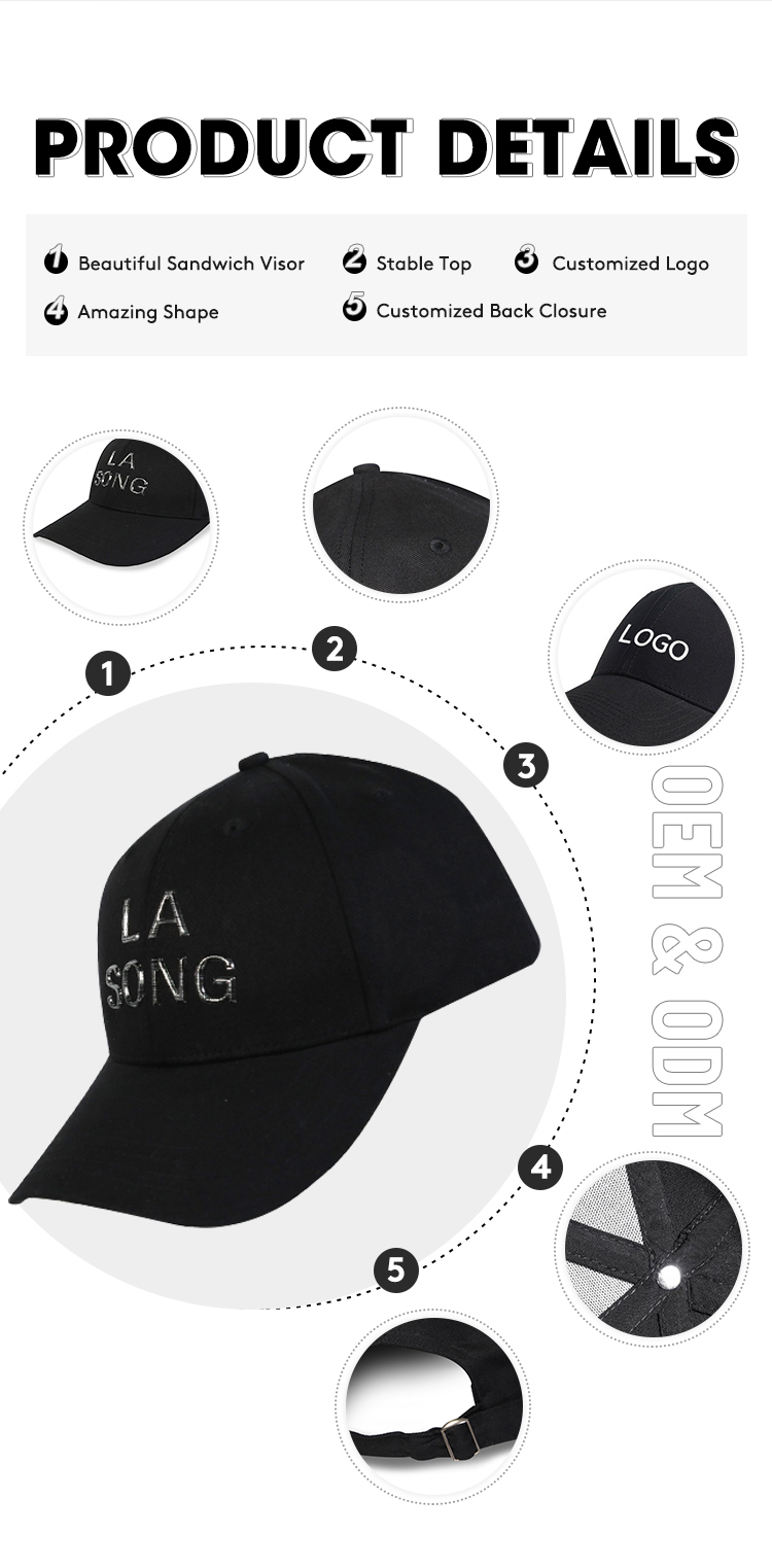 6 Panels High Quality  Twill Structured Snapback Baseball Caps Custom Embroidery Logo Baseball Cap  - view 24