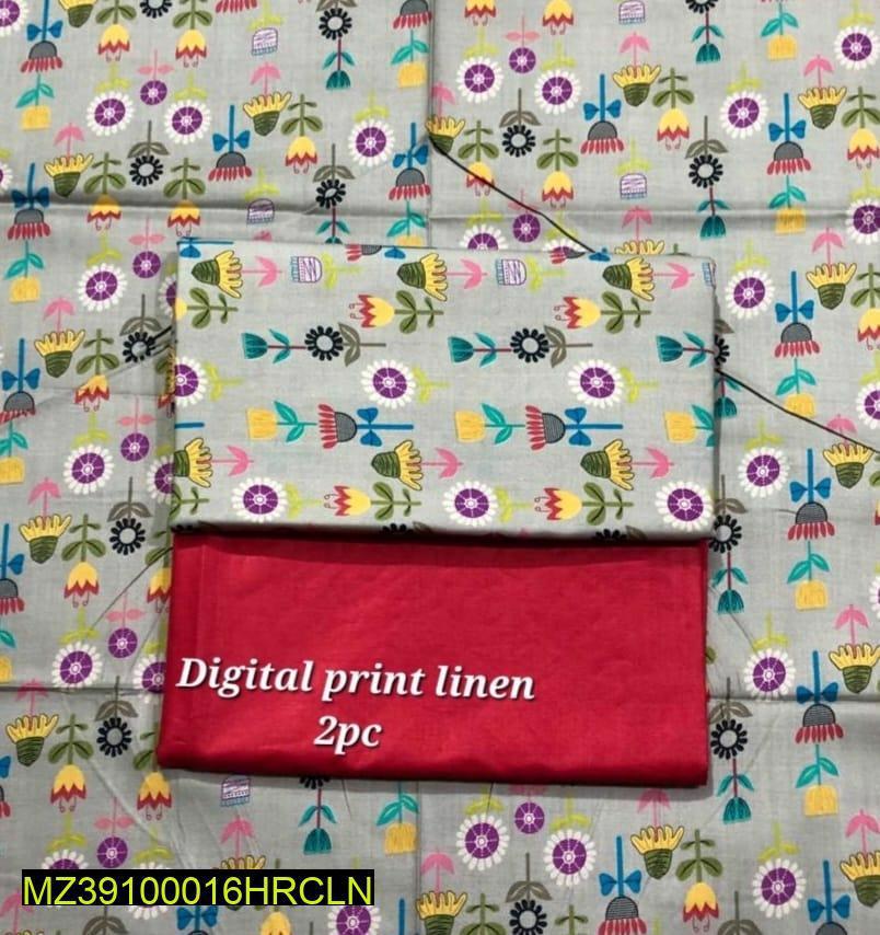 Two Piece Women Unstitched Linen Dress