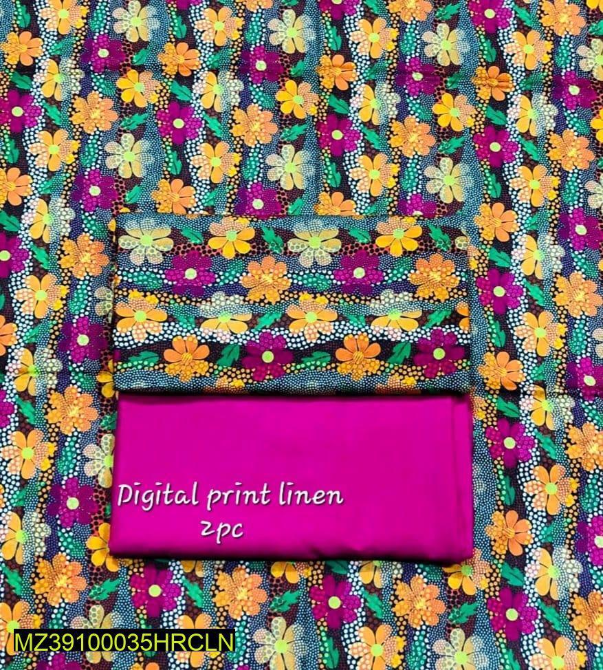 Two Piece Women Unstitched Linen Dress - view 3