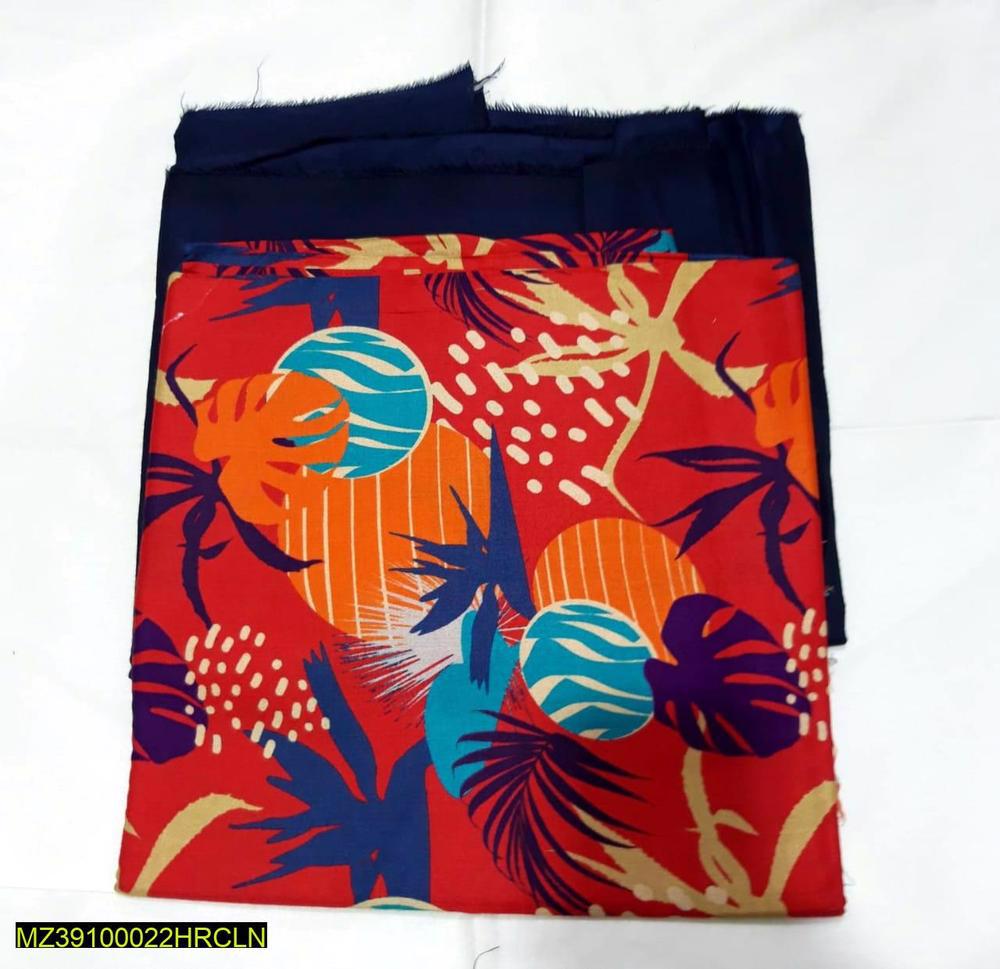 Two Piece Women Unstitched Linen Dress Different Colors - view 2