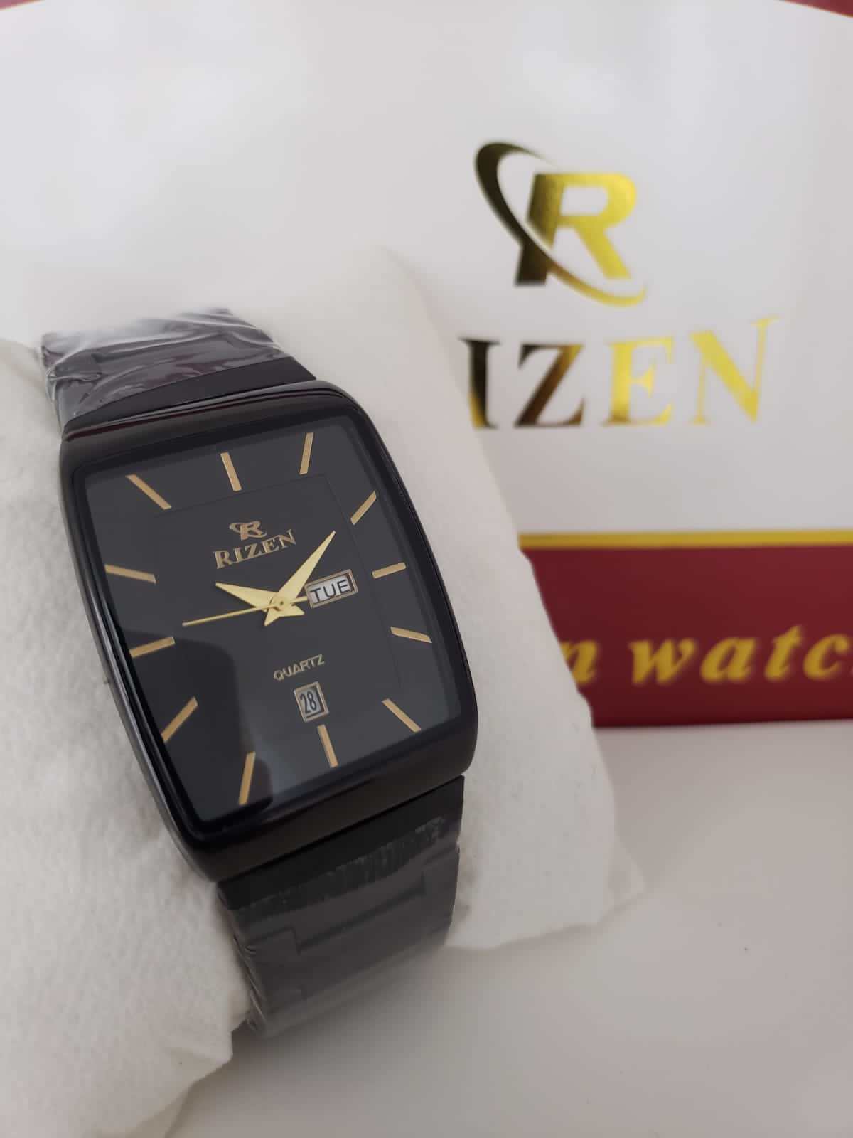 Rizen Day & Date Squire Shape Men Watch High Quality Stainless Steel - view 3