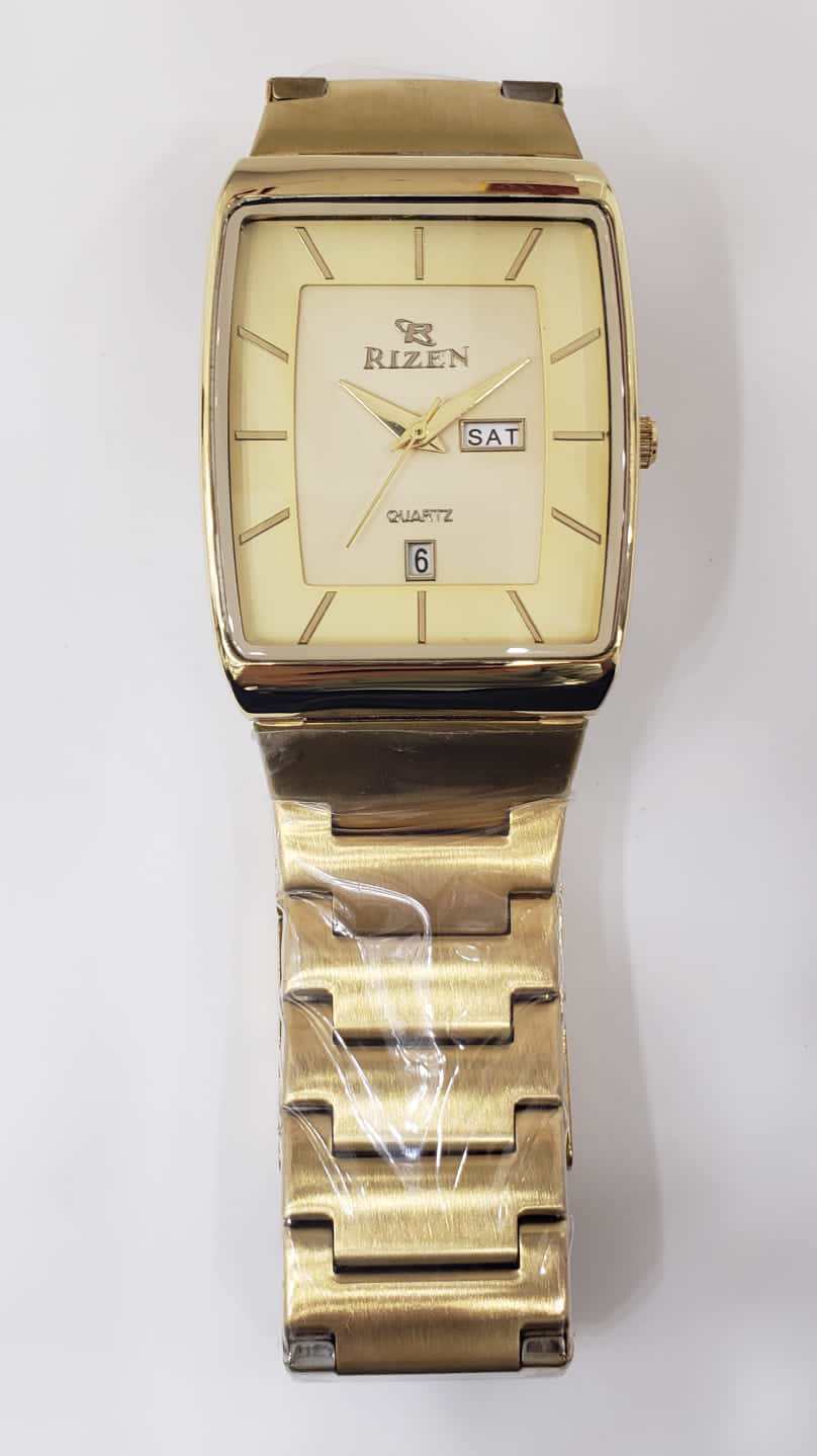 Rizen Day & Date Squire Shape Men Watch High Quality Stainless Steel - view 4