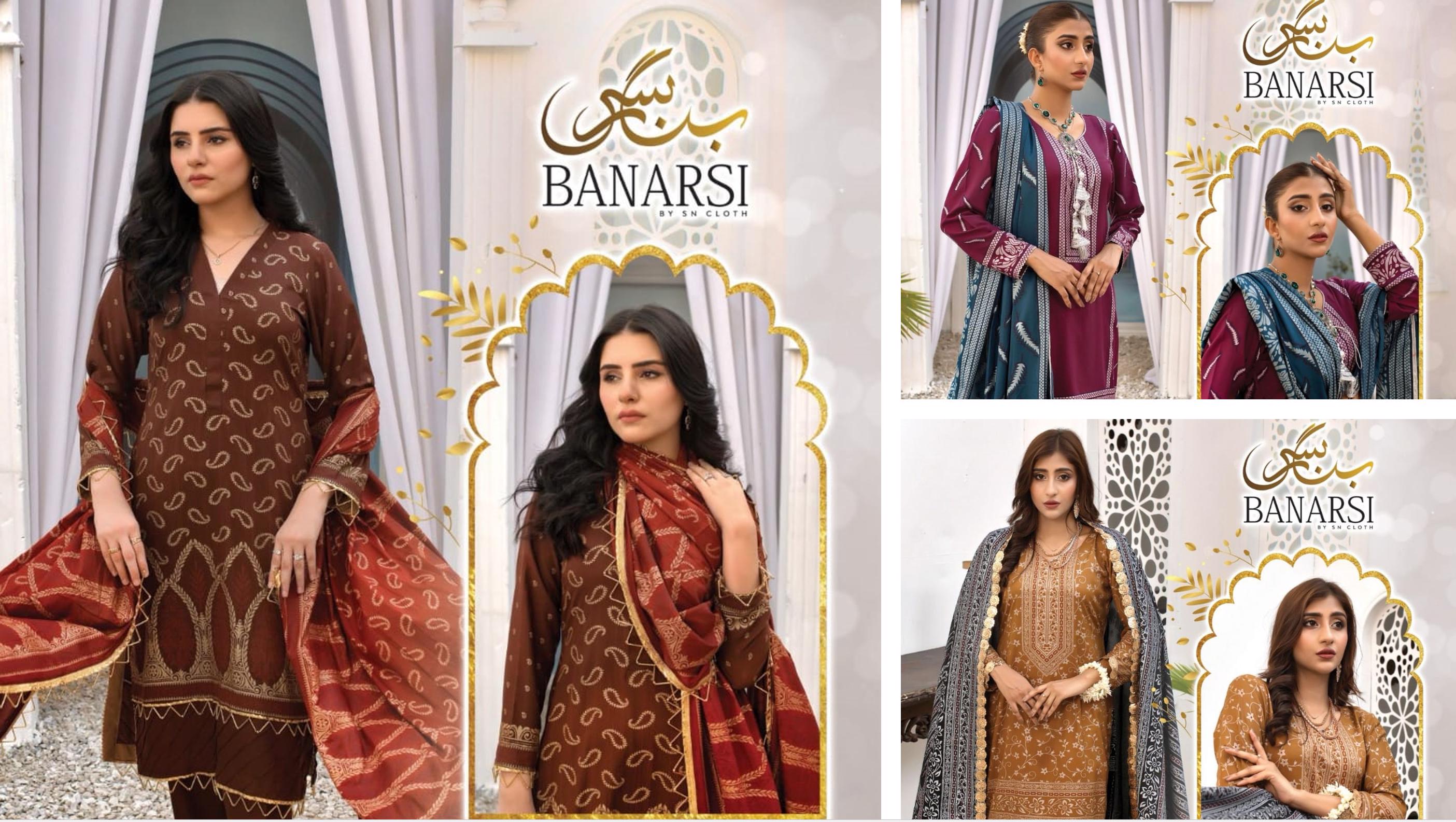3 Pcs Women's Unstitched Banarsi-Silk Suits Women's unstitched collection Shirt Plain Trouser - view 4