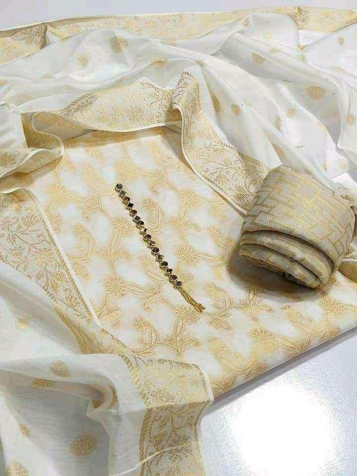 Collection Unstiched Suits Dupatta Self Broshia - view 3