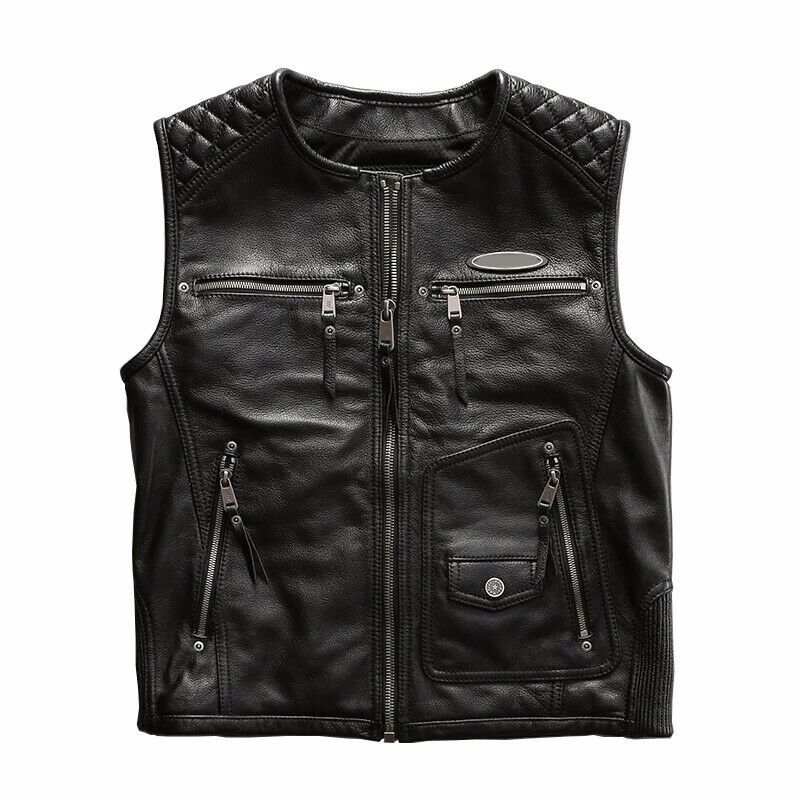 Premium Cow Grain Mild Leather Vests Customized Colors