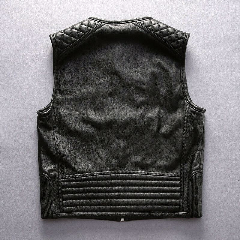 Premium Cow Grain Mild Leather Vests Customized Colors - view 2