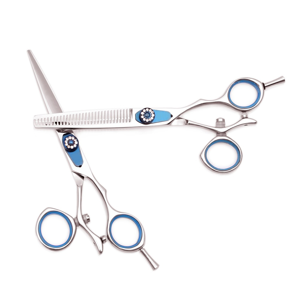 Custom Logo Barber Scissors Hair Cutting Scissors Thinning Scissors Swivel Thumb Shiny