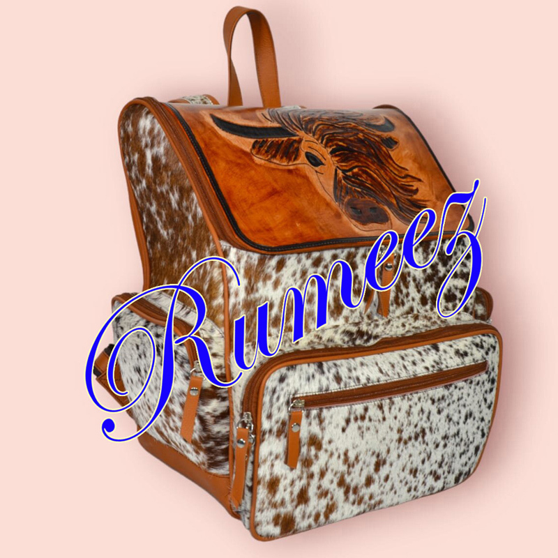 Handmade Bagpack Tooled Cow Skull Pbr - view 3