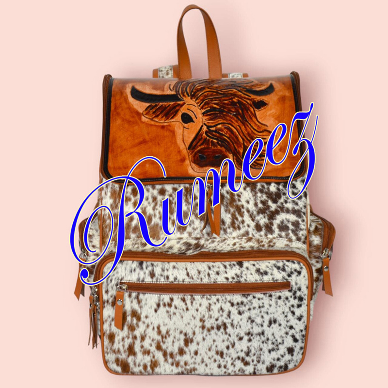 Handmade Bagpack Tooled Cow Skull Pbr - view 4