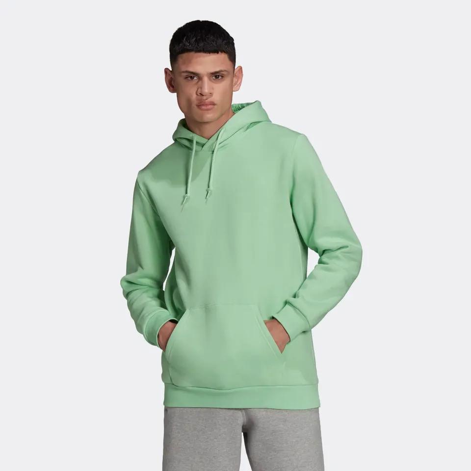 Plain Men's High Quality Cotton Thick Heavy French Terry Pullover Hoodie Custom Drop Shoulder 