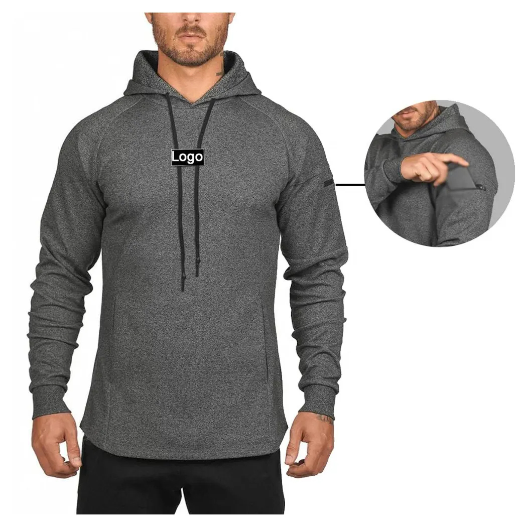 High Quality Men Gym Hoodie Sustainable Comfortable Heavyweight Breathable Custom Hoodie  - view 6