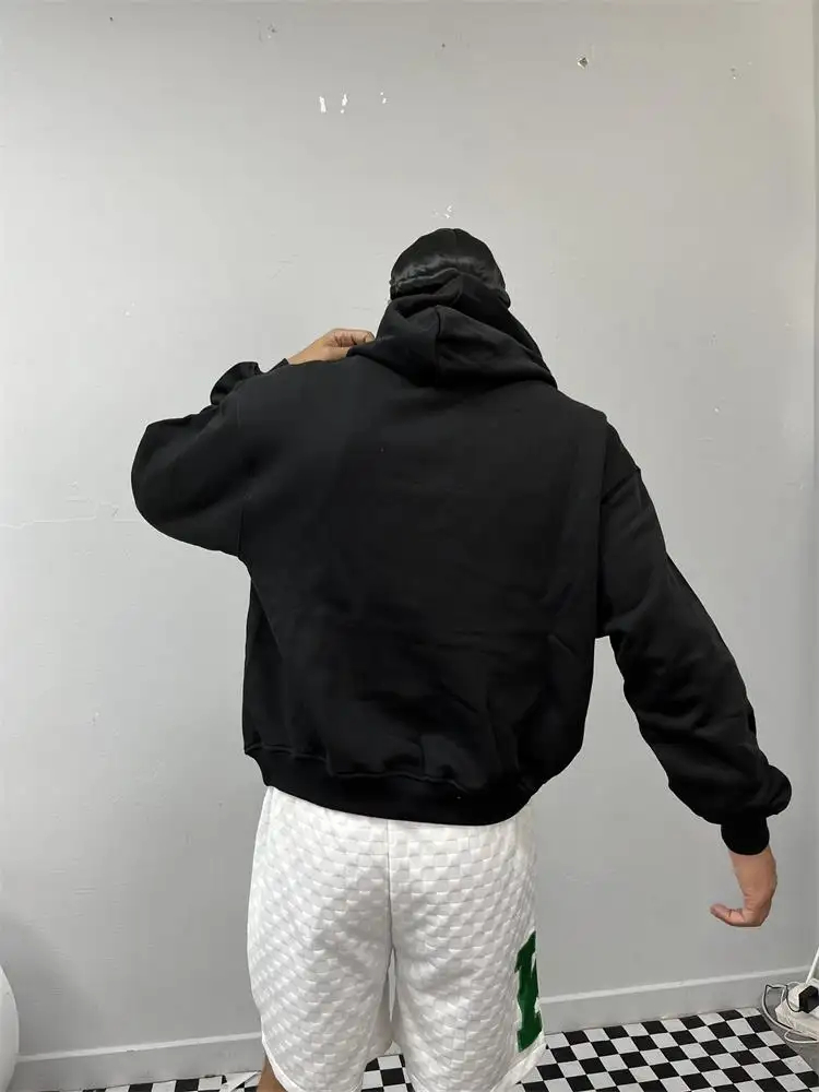 Custom high quality puff printing logo cotton heavy plain blank oversized hoodie sweatshirts  - view 2