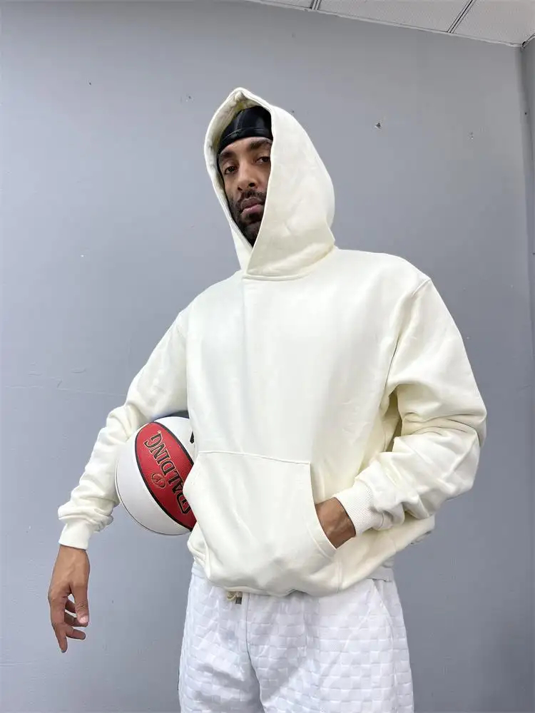 Custom high quality puff printing logo cotton heavy plain blank oversized hoodie sweatshirts  - view 3