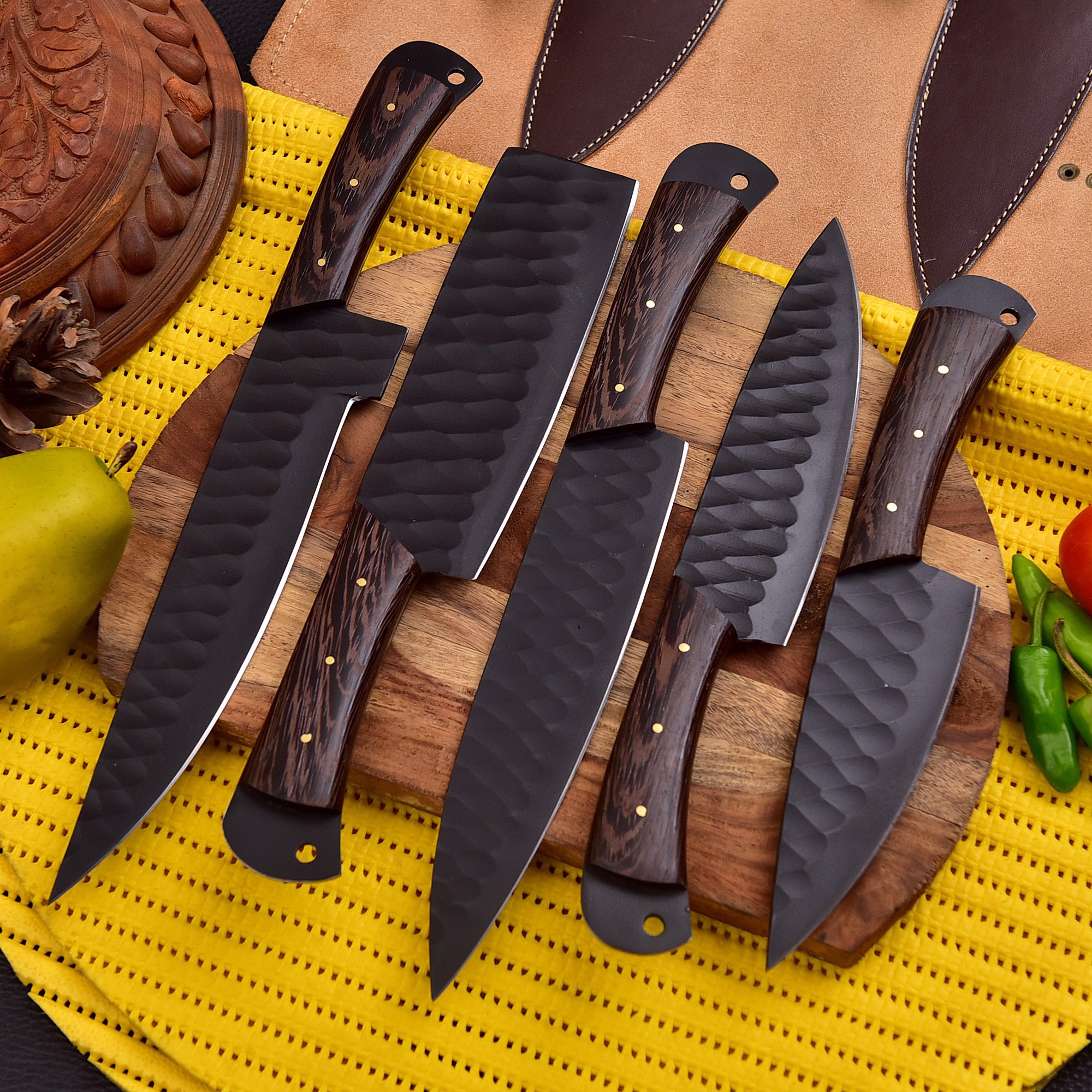 Brown High Quality Kitchen Chef Knife Set - view 2