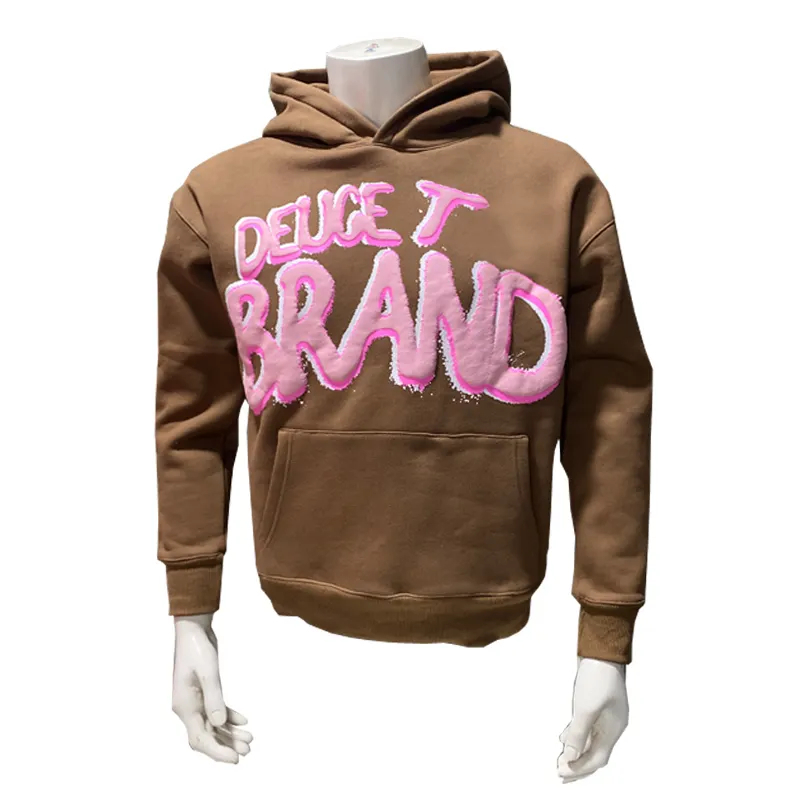 New Streetwear Style Long Sleeve Plus Size Men Puff Print Hoodie Factory Made Slim Fit Men