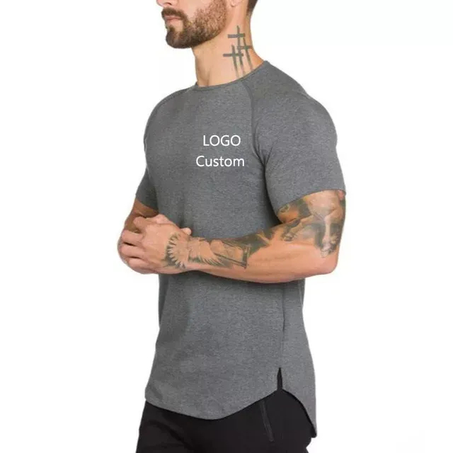 Custom Private Logo Fitness Gym Wear Sports Apparel Plain Blank Men T Shirt  - view 5